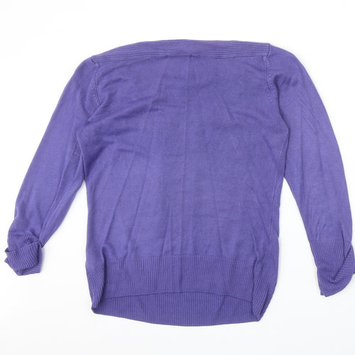 Marks and Spencer Womens Purple Boat Neck Acrylic Pullover Jumper Size 10