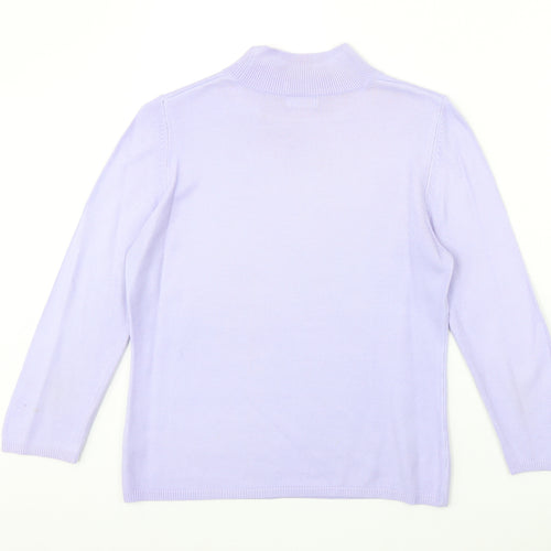 Florence & Fred Womens Purple Acrylic Basic T-Shirt Size 12 Round Neck