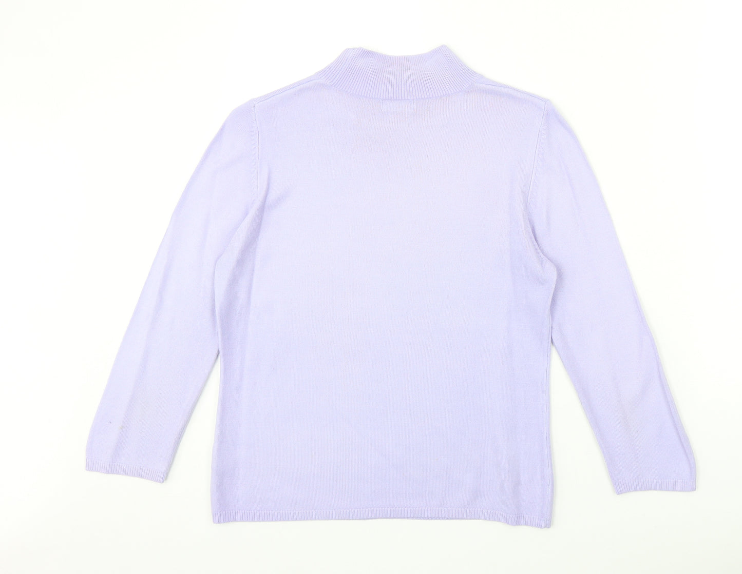 Florence & Fred Womens Purple Acrylic Basic T-Shirt Size 12 Round Neck
