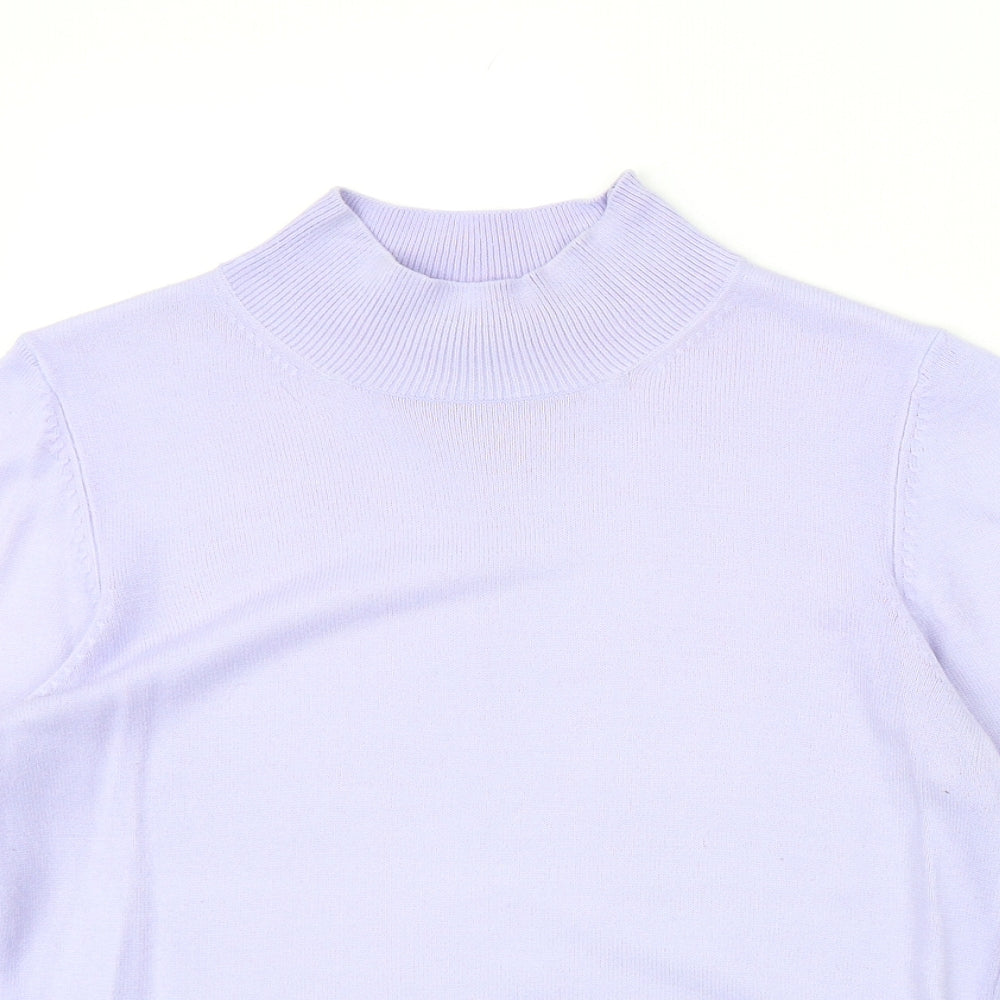 Florence & Fred Womens Purple Acrylic Basic T-Shirt Size 12 Round Neck