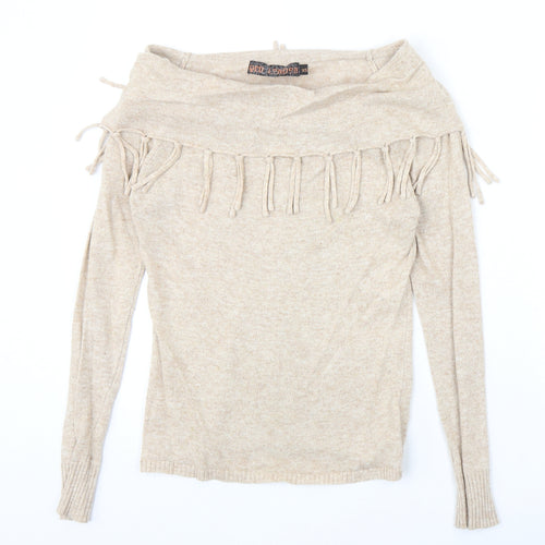 QED London Womens Beige Boat Neck Polyester Pullover Jumper Size S