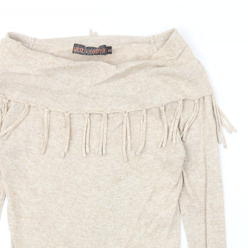 QED London Womens Beige Boat Neck Polyester Pullover Jumper Size S