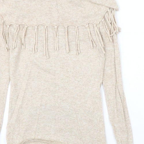 QED London Womens Beige Boat Neck Polyester Pullover Jumper Size S