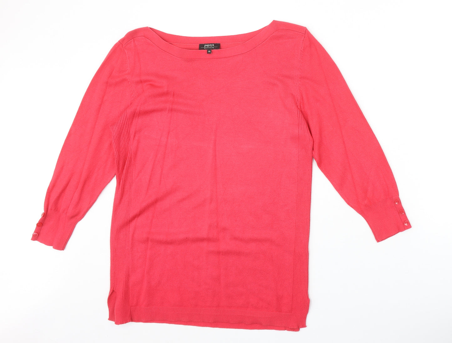 Papaya Womens Pink Boat Neck Viscose Pullover Jumper Size 16