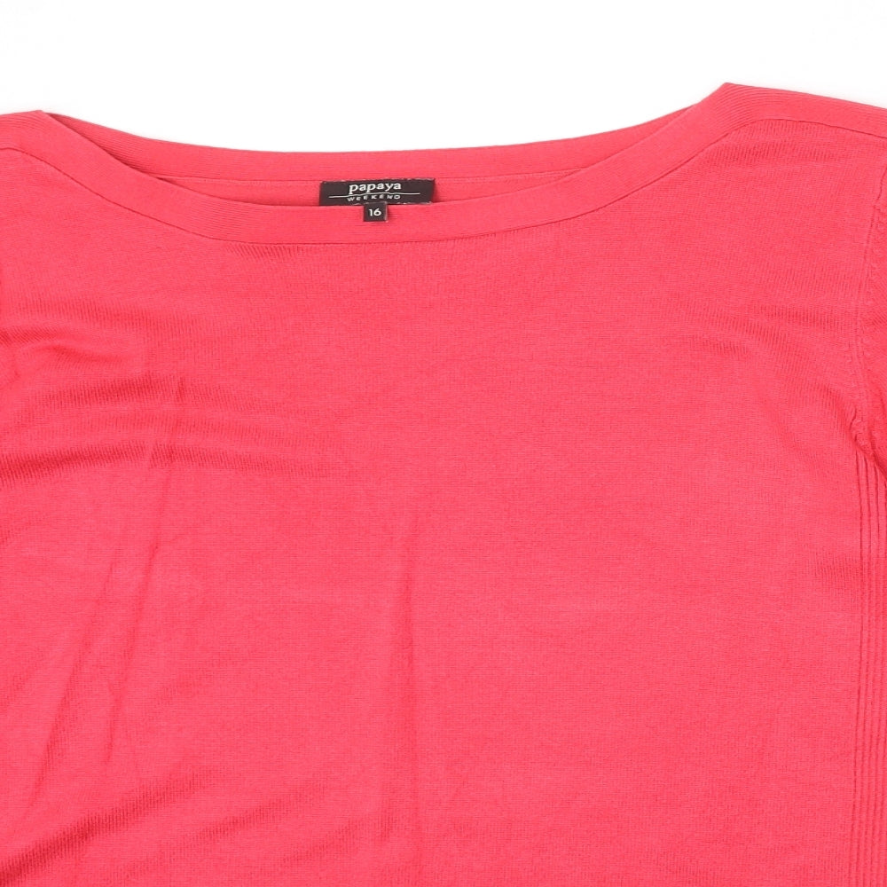 Papaya Womens Pink Boat Neck Viscose Pullover Jumper Size 16
