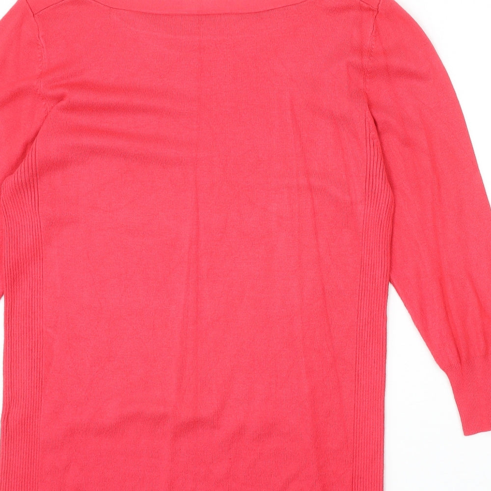 Papaya Womens Pink Boat Neck Viscose Pullover Jumper Size 16