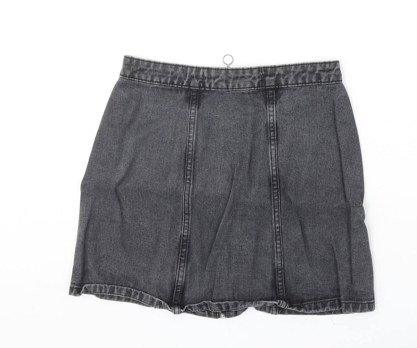 Denim & Co. Womens Black Cotton A-Line Skirt Size 6 Zip