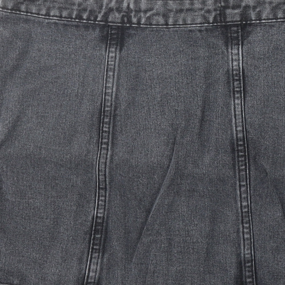 Denim & Co. Womens Black Cotton A-Line Skirt Size 6 Zip