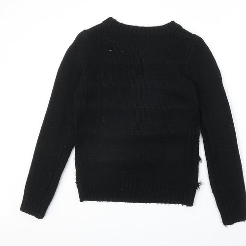 George Womens Black Round Neck Acrylic Pullover Jumper Size 8
