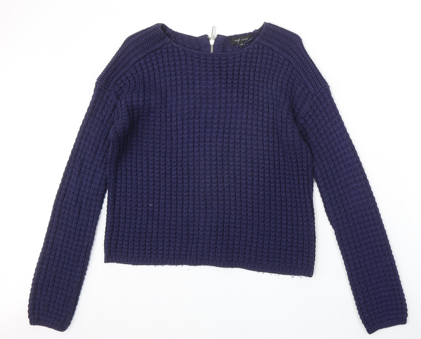 New Look Womens Blue Round Neck Acrylic Pullover Jumper Size 12