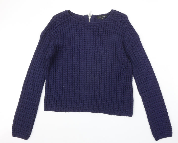 New Look Womens Blue Round Neck Acrylic Pullover Jumper Size 12