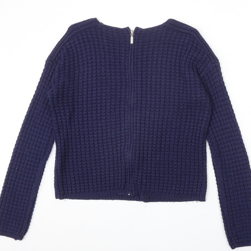 New Look Womens Blue Round Neck Acrylic Pullover Jumper Size 12