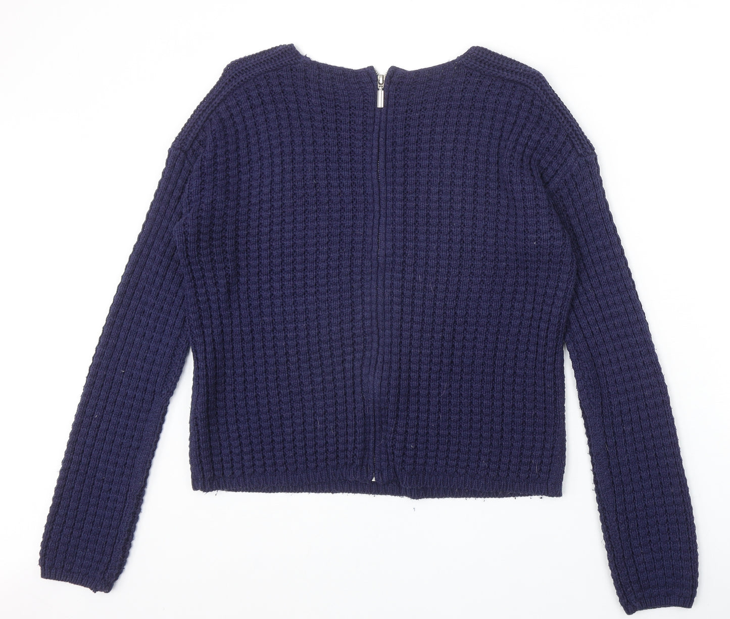 New Look Womens Blue Round Neck Acrylic Pullover Jumper Size 12