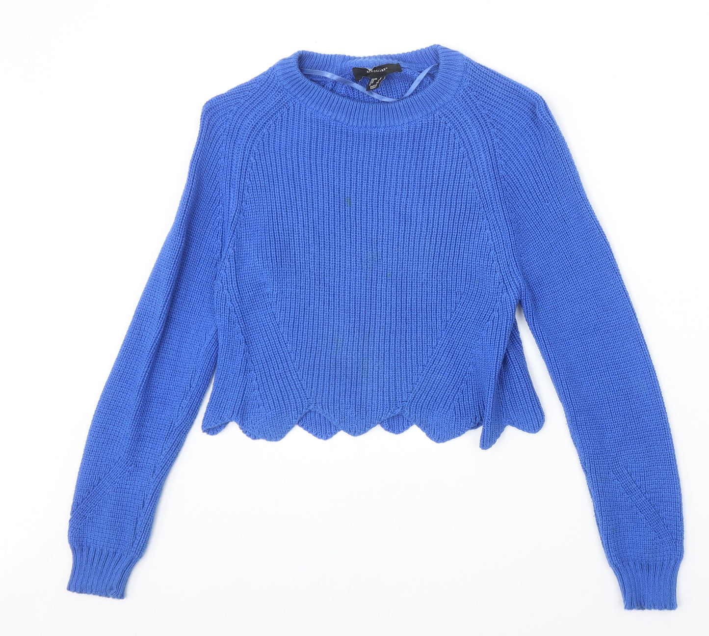 Atmosphere Womens Blue Round Neck Cotton Pullover Jumper Size 8