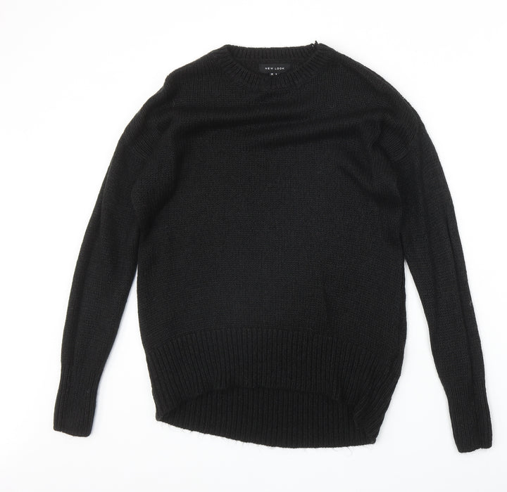 New Look Womens Black Round Neck Acrylic Pullover Jumper Size S