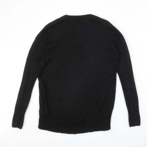 New Look Womens Black Round Neck Acrylic Pullover Jumper Size S