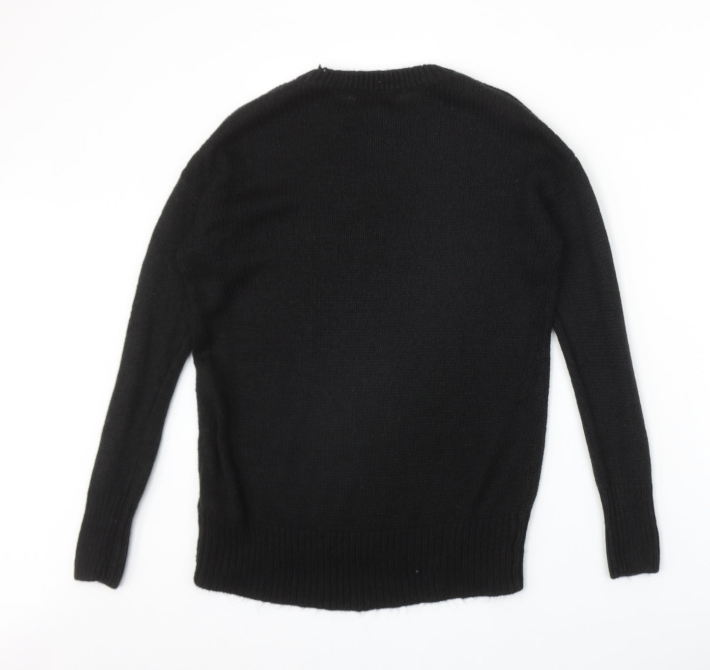 New Look Womens Black Round Neck Acrylic Pullover Jumper Size S