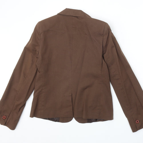 Preworn Womens Brown Cotton Jacket Suit Jacket Size 14