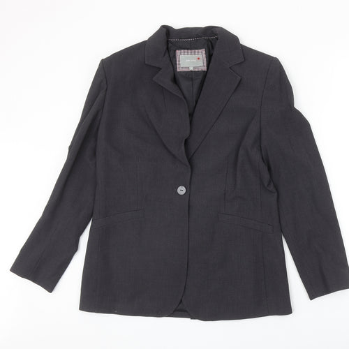 Marks and Spencer Womens Grey Polyester Jacket Blazer Size 14