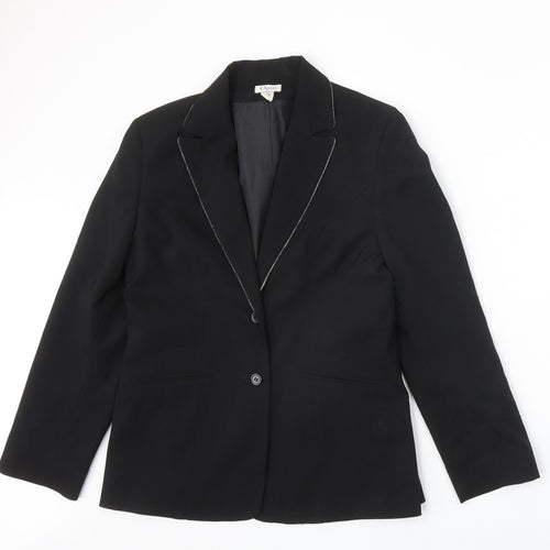 OPUS Womens Black Polyester Jacket Blazer Size 14