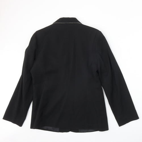 OPUS Womens Black Polyester Jacket Blazer Size 14