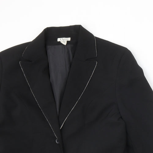 OPUS Womens Black Polyester Jacket Blazer Size 14