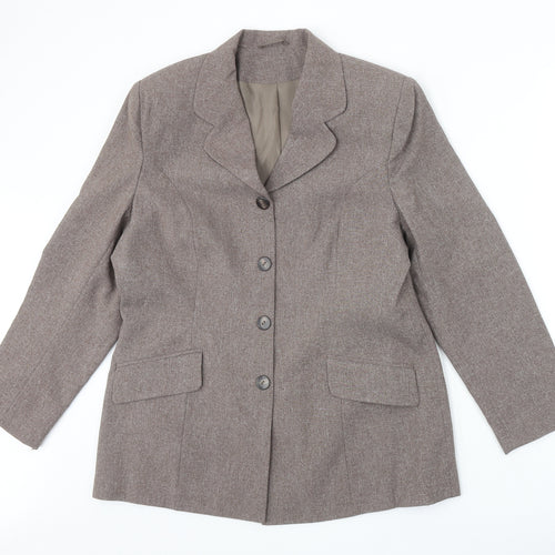 Essentials Womens Beige Polyester Jacket Suit Jacket Size 16