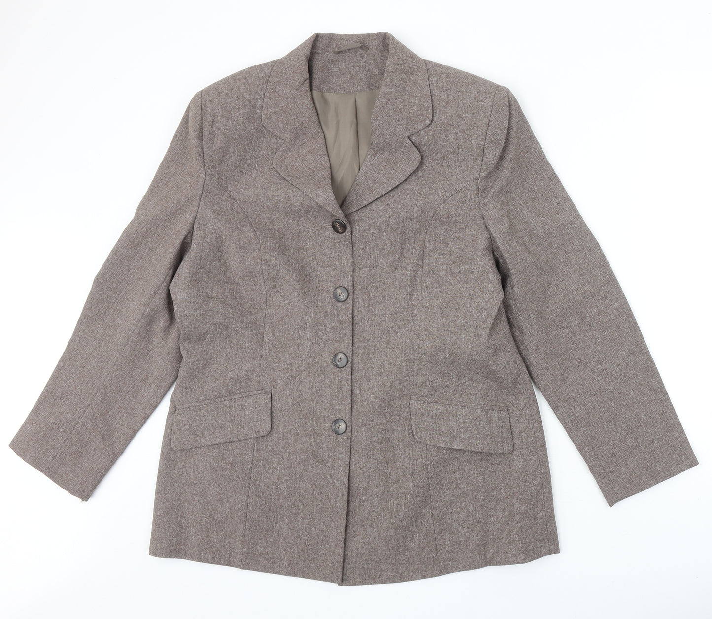 Essentials Womens Beige Polyester Jacket Suit Jacket Size 16