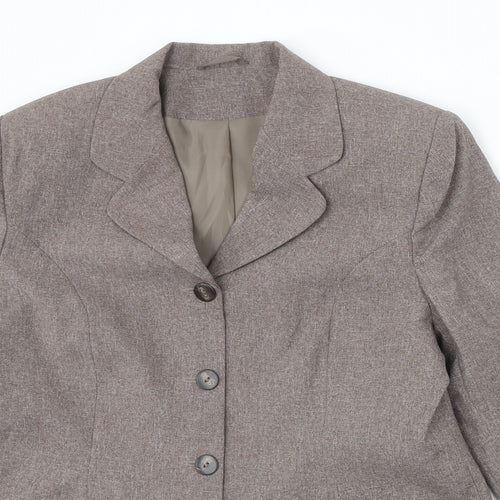 Essentials Womens Beige Polyester Jacket Suit Jacket Size 16