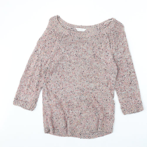 BHS Womens Multicoloured Boat Neck Cotton Pullover Jumper Size 10