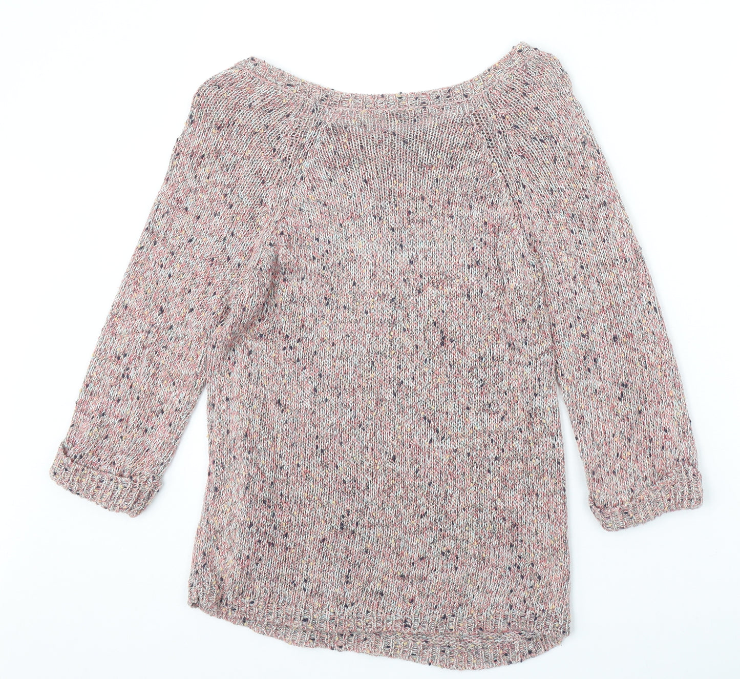 BHS Womens Multicoloured Boat Neck Cotton Pullover Jumper Size 10