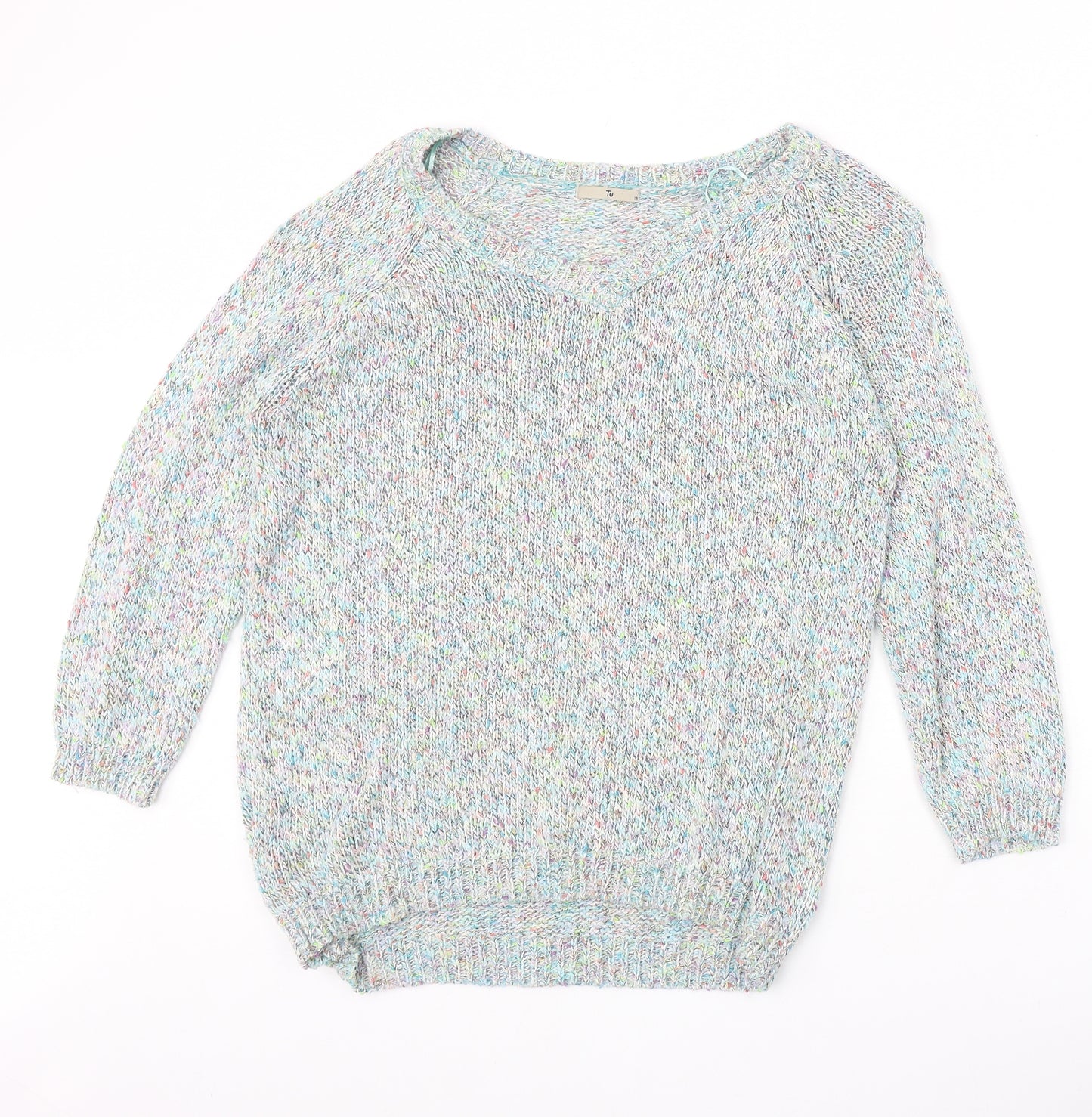 TU Womens Multicoloured Scoop Neck Cotton Pullover Jumper Size 18