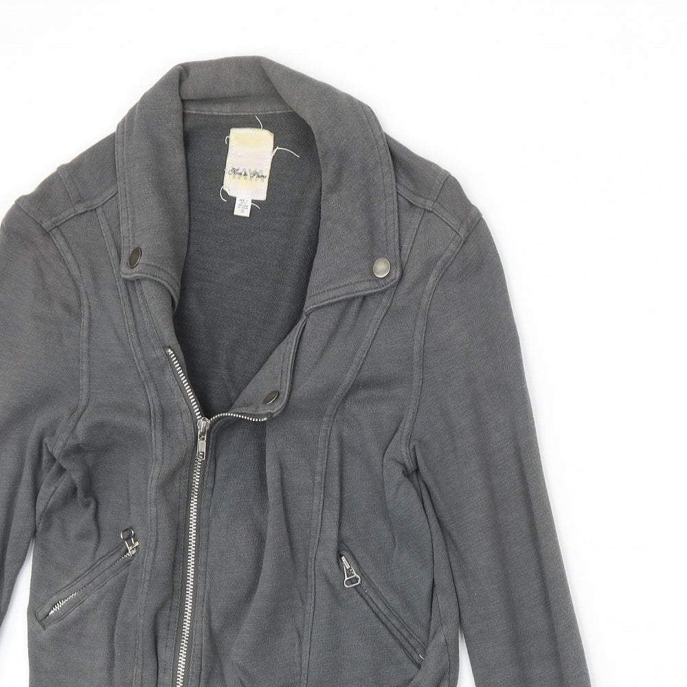 Nom & Plume Womens Grey Biker Jacket Size S Zip
