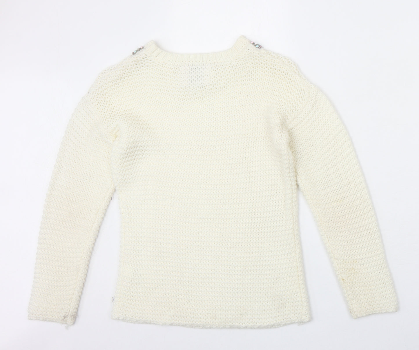 Young Dimension Girls Ivory Round Neck Acrylic Pullover Jumper Size 10-11 Years Pullover