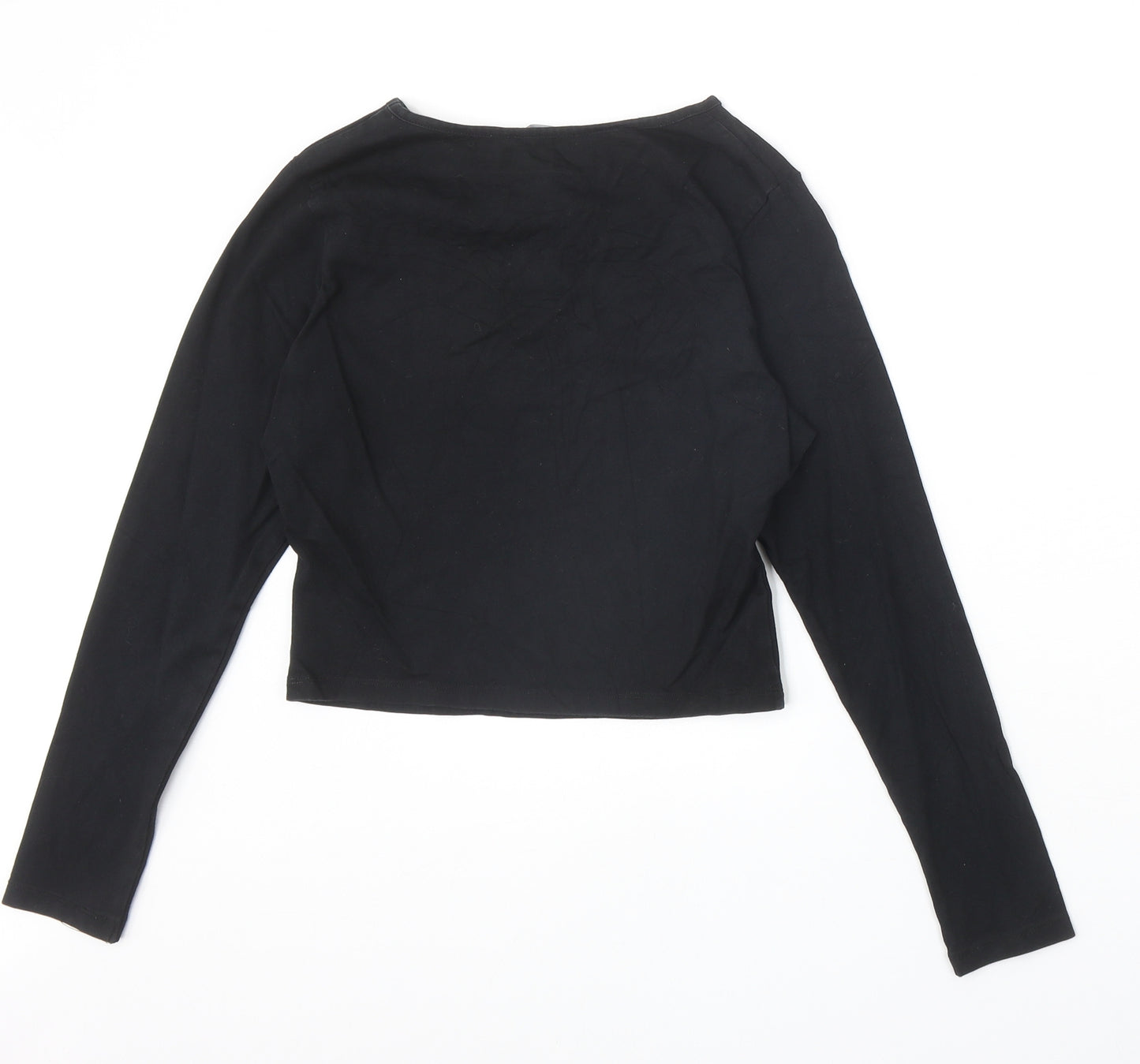 New Look Girls Black Cotton Basic T-Shirt Size 12-13 Years V-Neck Pullover
