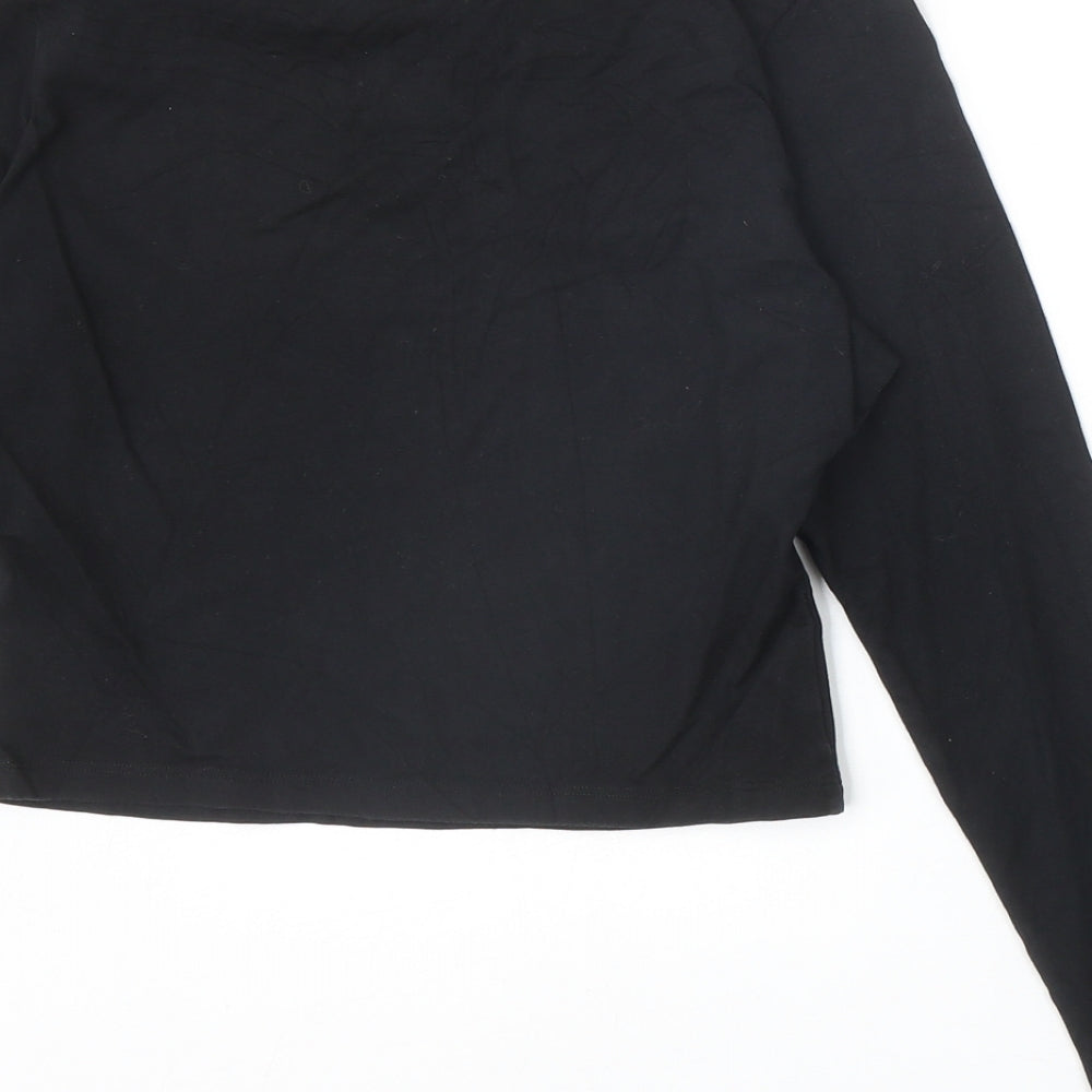 New Look Girls Black Cotton Basic T-Shirt Size 12-13 Years V-Neck Pullover