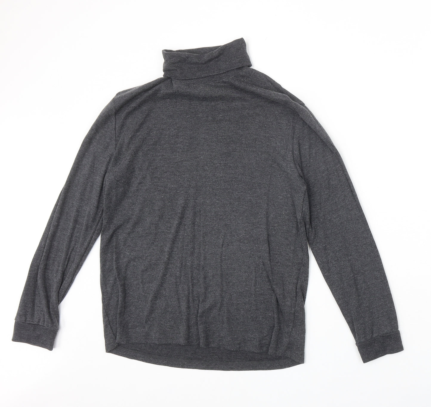 Zara Girls Grey Cotton Basic T-Shirt Size 11-12 Years Roll Neck Pullover