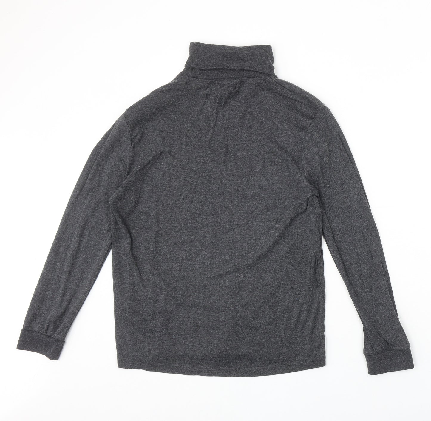 Zara Girls Grey Cotton Basic T-Shirt Size 11-12 Years Roll Neck Pullover