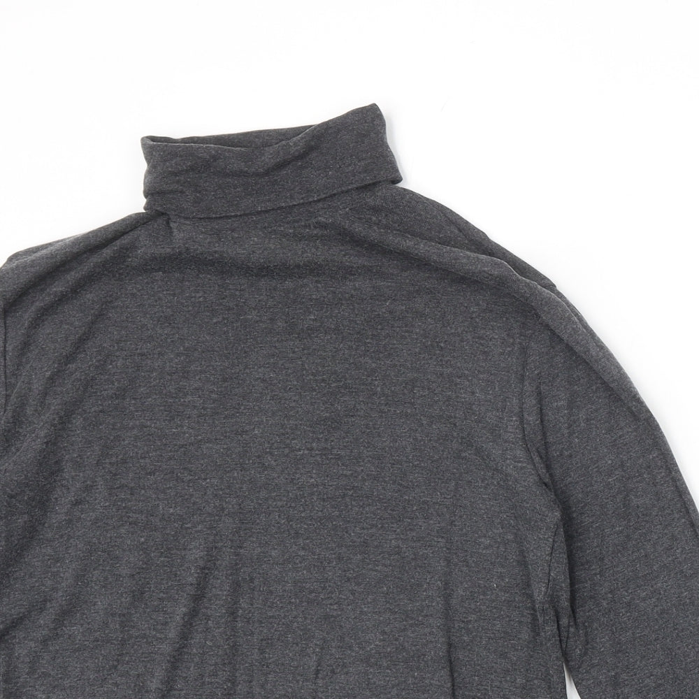 Zara Girls Grey Cotton Basic T-Shirt Size 11-12 Years Roll Neck Pullover