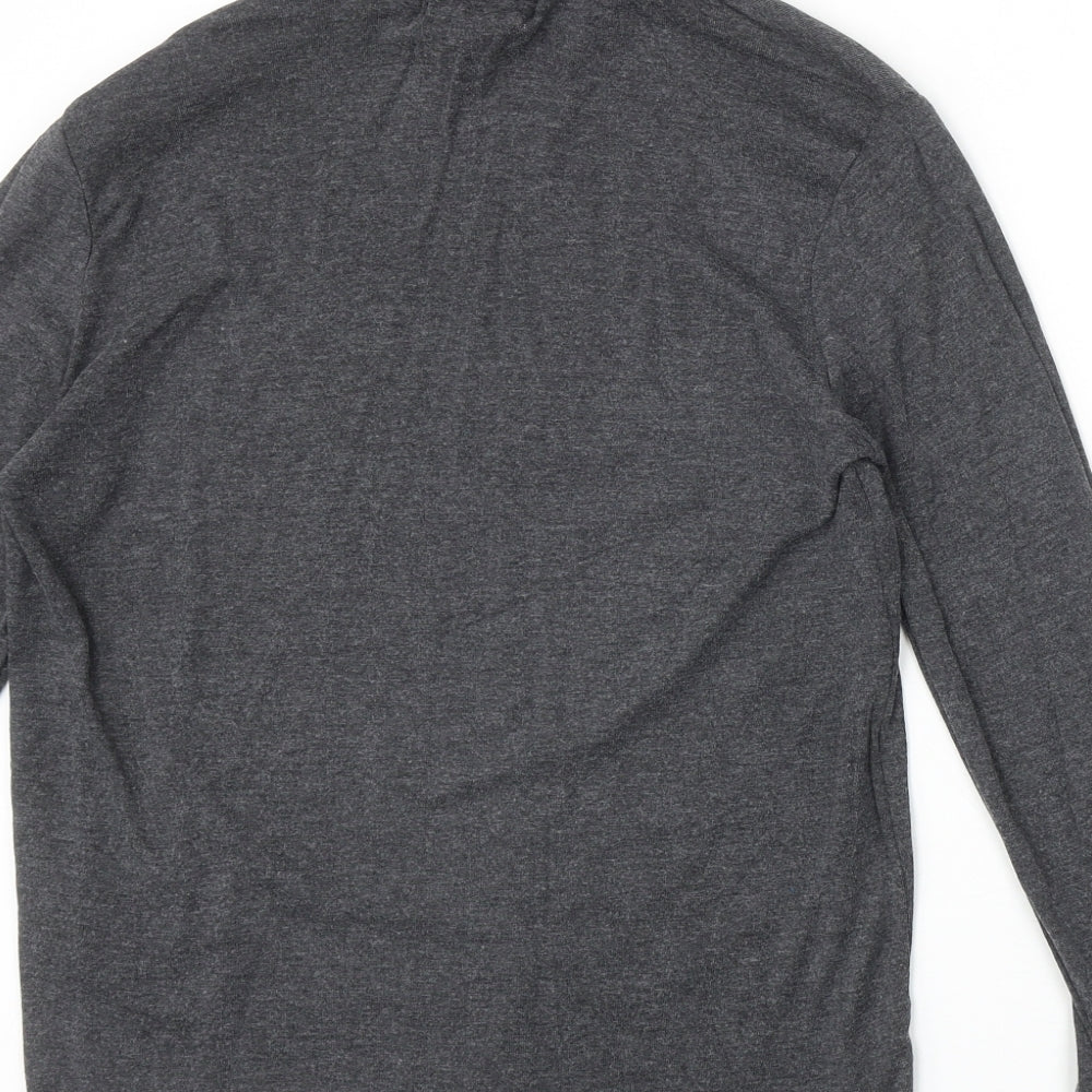 Zara Girls Grey Cotton Basic T-Shirt Size 11-12 Years Roll Neck Pullover