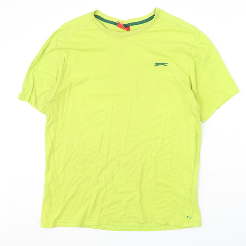 Slazenger Mens Green Cotton T-Shirt Size S Round Neck