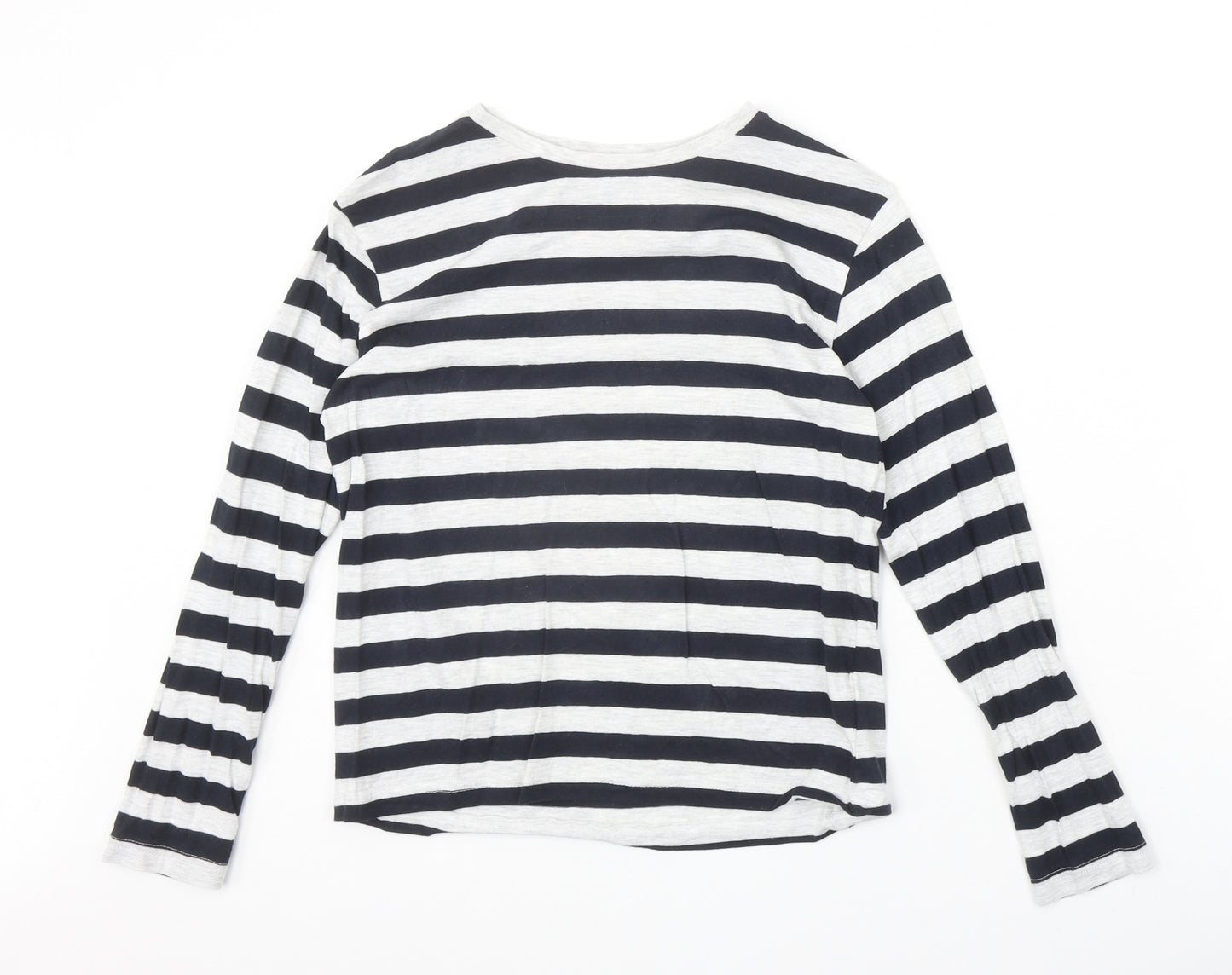 Rebel Boys Black Striped Cotton Pullover Casual Size 10-11 Years Round Neck Pullover