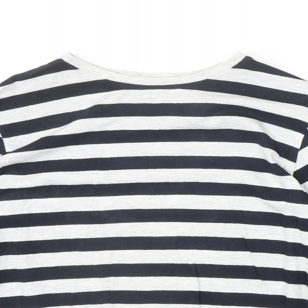 Rebel Boys Black Striped Cotton Pullover Casual Size 10-11 Years Round Neck Pullover