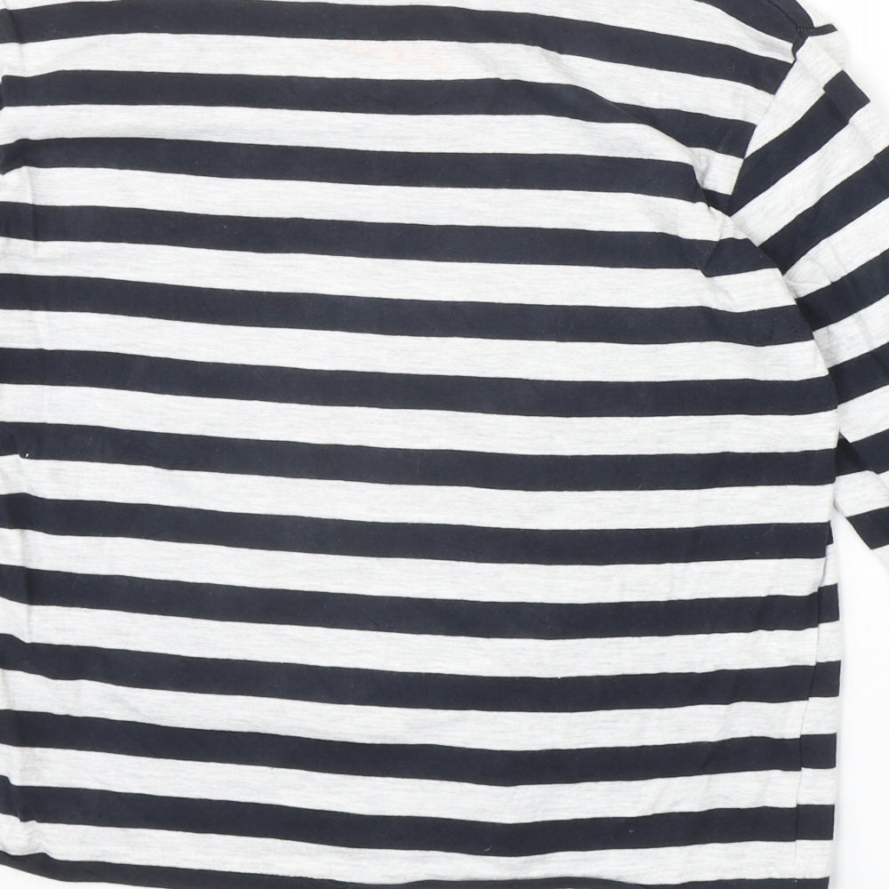 Rebel Boys Black Striped Cotton Pullover Casual Size 10-11 Years Round Neck Pullover