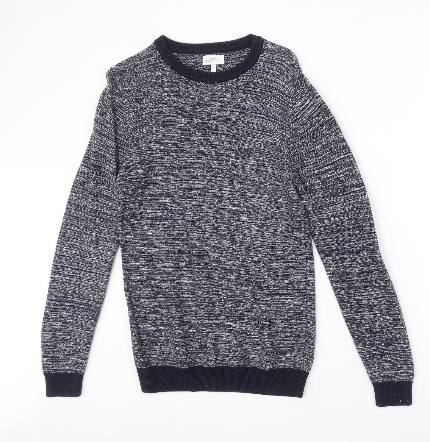 NEXT Mens Blue Round Neck Cotton Pullover Jumper Size S Long Sleeve