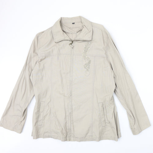 Reflections Womens Beige Jacket Size XL Zip - Feather