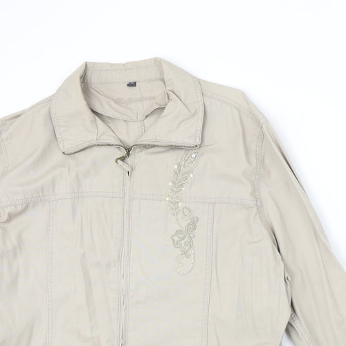 Reflections Womens Beige Jacket Size XL Zip - Feather