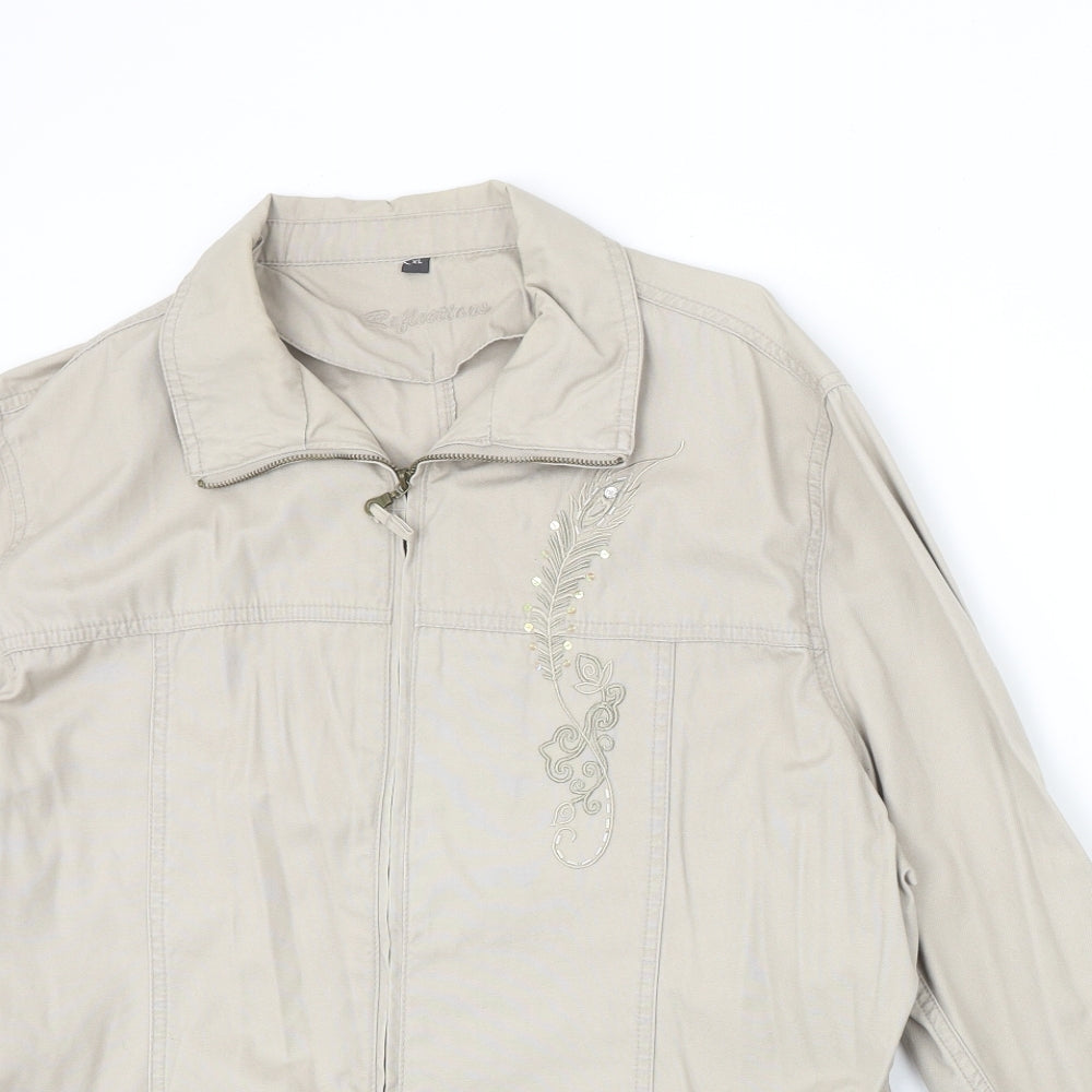 Reflections Womens Beige Jacket Size XL Zip - Feather