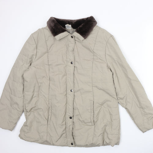 Anne De Lancay Womens Beige Jacket Size L Snap