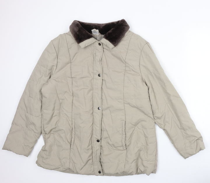 Anne De Lancay Womens Beige Jacket Size L Snap